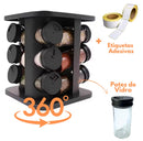 Porta-Condimentos Giratório com 12 Potes Organização Prática e Elegante Para sua Cozinha