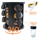 Porta-Condimentos Giratório com 12 Potes Organização Prática e Elegante Para sua Cozinha